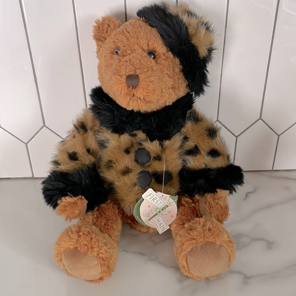 Dakin Chelsea Teddy Bear in Leopard Print Coat & Hat